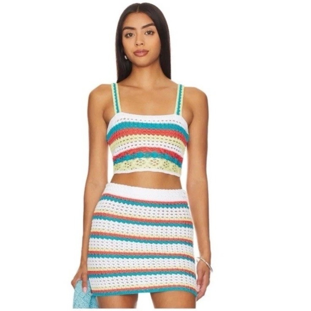 Revolve Solid & Striped Emily Top & Ronnie Skirt SET Size L (Run Smaller)